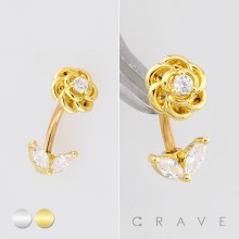 FLOWER FLORAL DESIGN TOP 316L SURGICAL STEEL CURVED BARBELL/EYEBROW